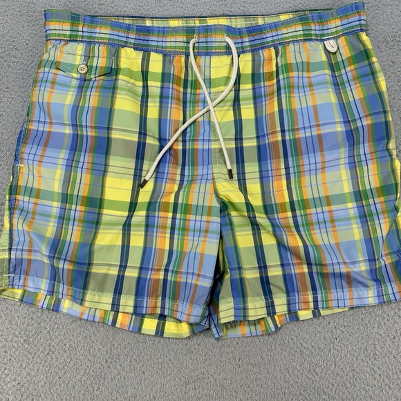 Polo Ralph Lauren Swim Trunks Mens Large Plaid Lined‎ Beach Shorts Vintage - Picture 1 of 13